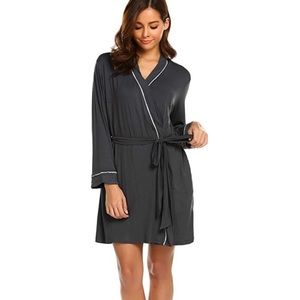 Short Knit Gray Slinky Robe